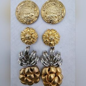 4 Prs  Vintage Shoe Clips, Goldtone & Silvertone